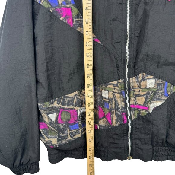 Vintage Reebok Windbreaker Jacket Black & Purple Abstract Size S 80s 90s Retro - Picture 5 of 5